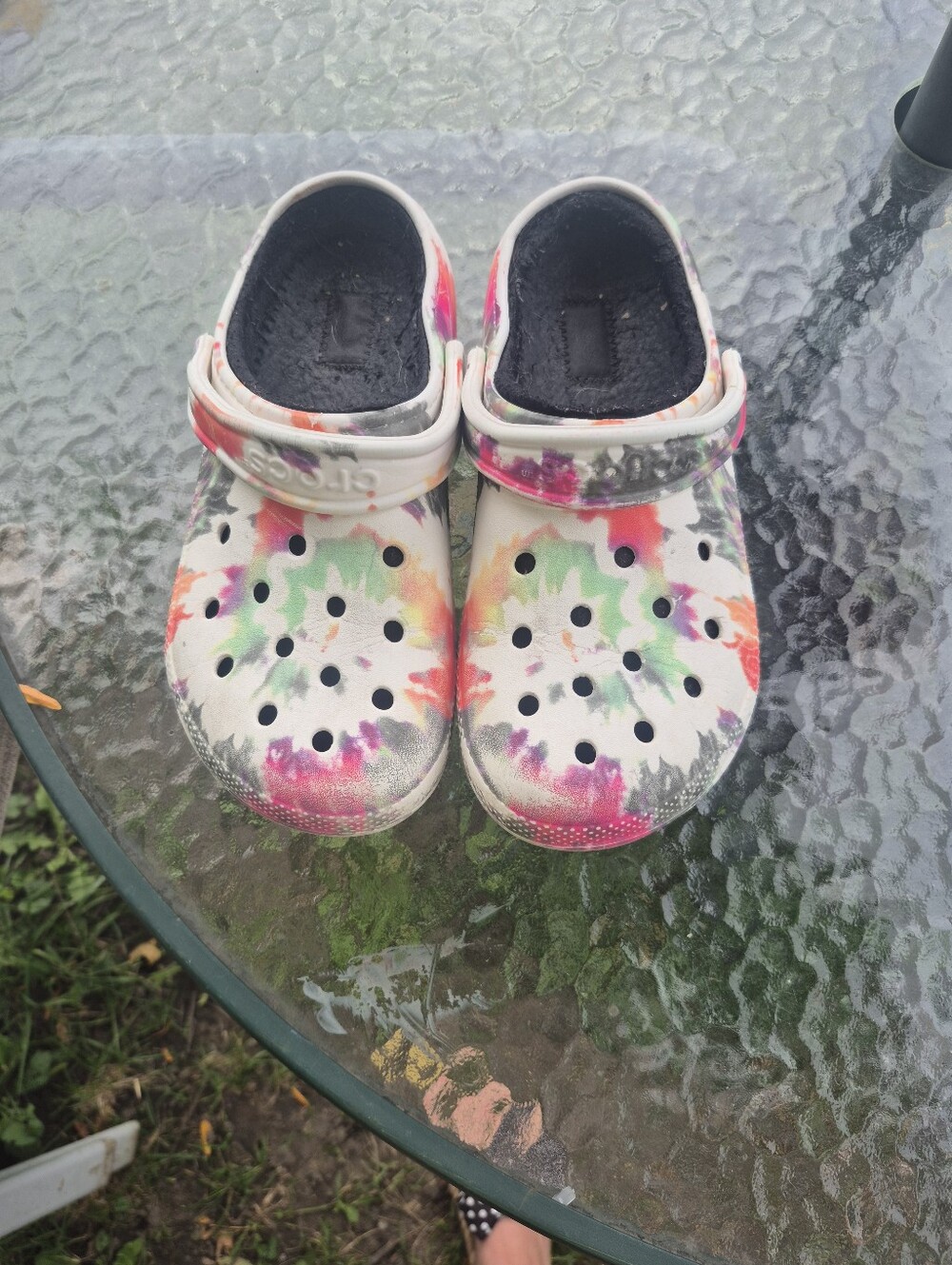 CROCS White Tie-Dye Floral Slip-On Clogs